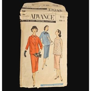 Vintage Sewing Pattern Maternity Advance 8151 Size 14 Skirt Jacket 1960s